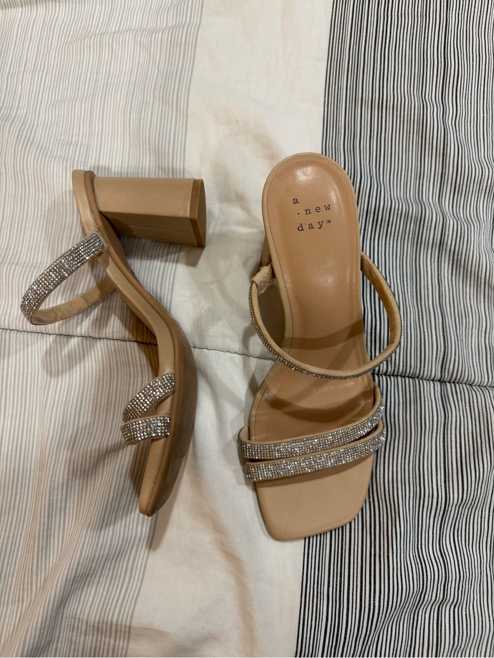Tan Rhinestone Heels - NEW condition - Picture 2 of 3